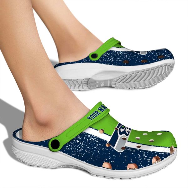 Customized Seattle Seahawks Vertical Stripes Crocs High quality