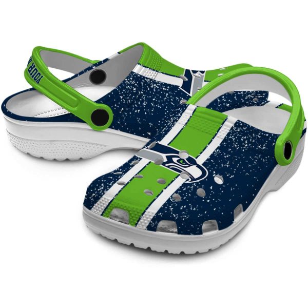 Customized Seattle Seahawks Vertical Stripes Crocs Latest Model