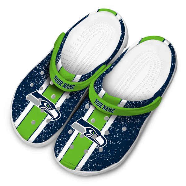 Customized Seattle Seahawks Vertical Stripes Crocs Trendy