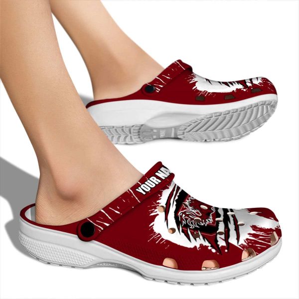 Customized South Carolina Gamecocks Splash Motif Background Crocs High quality