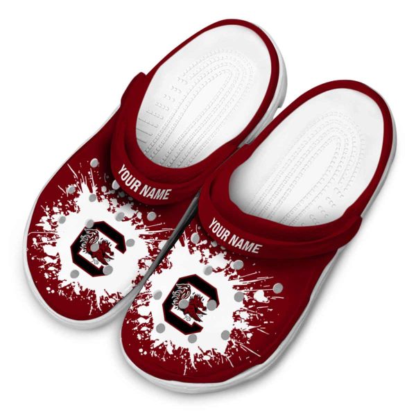 Customized South Carolina Gamecocks Splatter Background Crocs Trendy