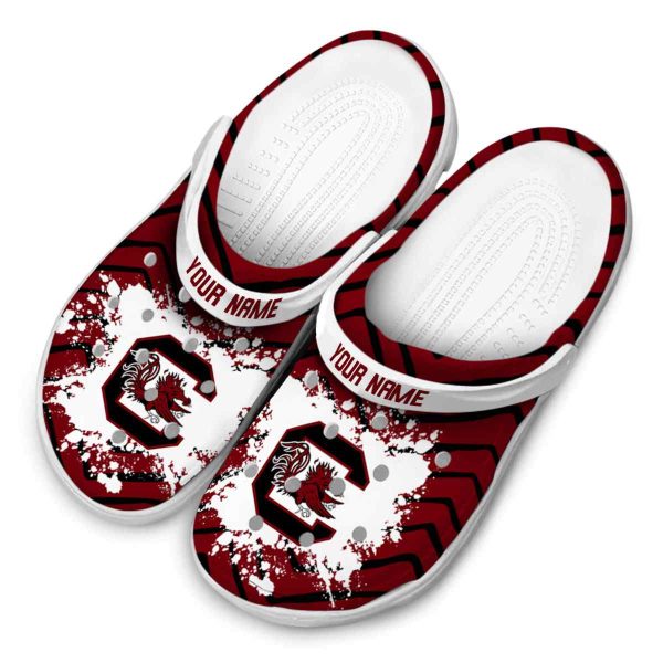 Customized South Carolina Gamecocks Zigzag Paint Burst Crocs Trendy