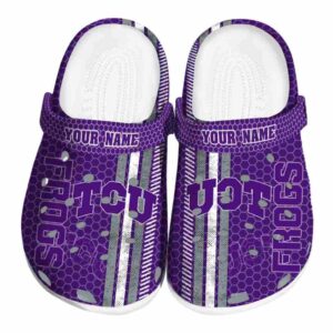 Customized TCU Horned Frogs Contrasting Stripes Crocs Best selling