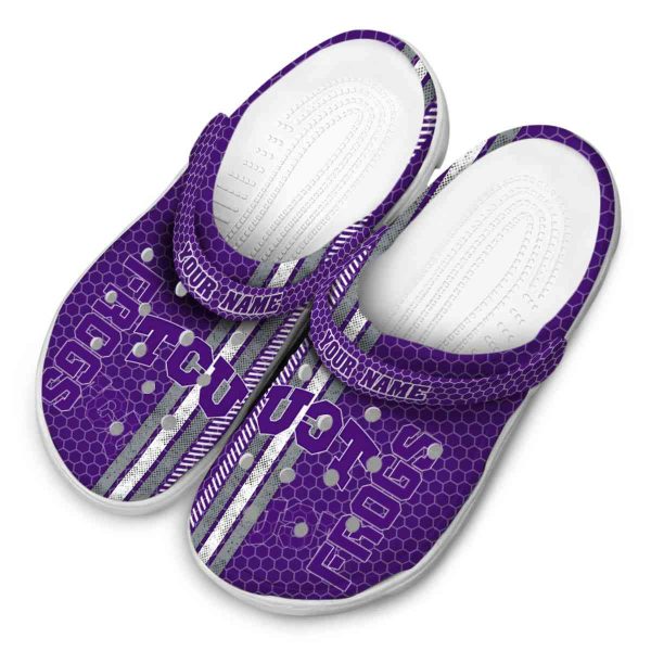 Customized TCU Horned Frogs Contrasting Stripes Crocs Trendy