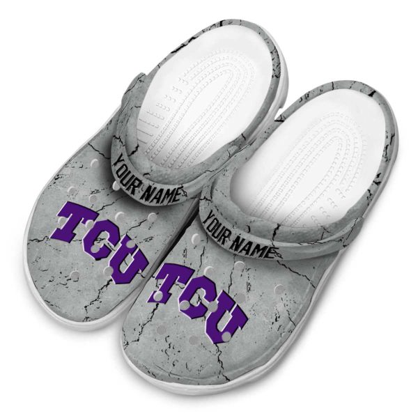 Customized TCU Horned Frogs Cracked Texture Crocs Trendy