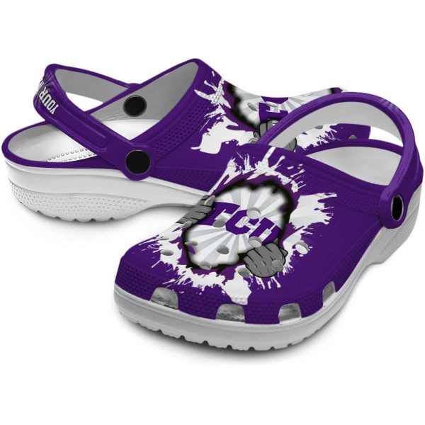 Customized TCU Horned Frogs Gripping Hand Crocs Latest Model