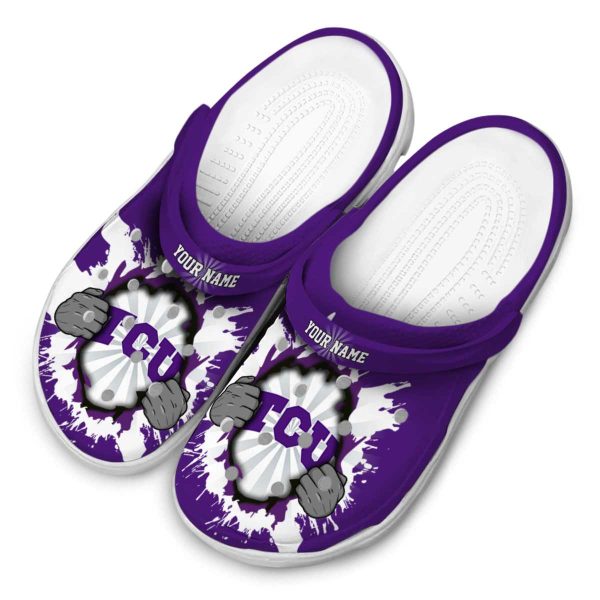Customized TCU Horned Frogs Gripping Hand Crocs Trendy