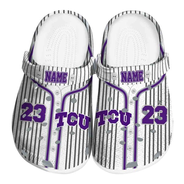 Customized TCU Horned Frogs Pinstripe Pattern Crocs Best selling