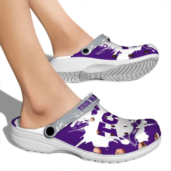 Customized TCU Horned Frogs Splatter Pattern Crocs High quality