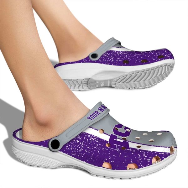 Customized TCU Horned Frogs Vertical Stripes Crocs High quality