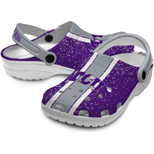 Customized TCU Horned Frogs Vertical Stripes Crocs Latest Model