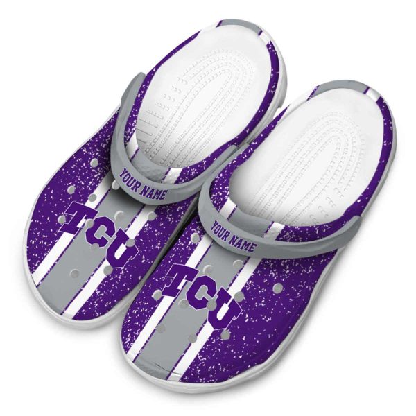 Customized TCU Horned Frogs Vertical Stripes Crocs Trendy