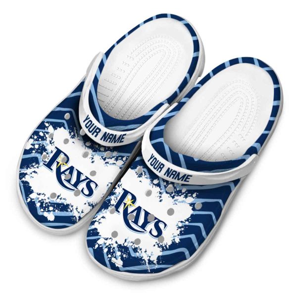 Customized Tampa Bay Rays Zigzag Paint Burst Crocs Trendy