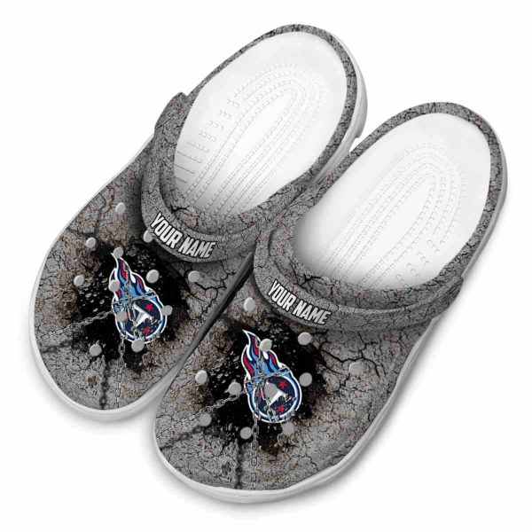 Customized Tennessee Titans Cracked Ground Texture Crocs Trendy