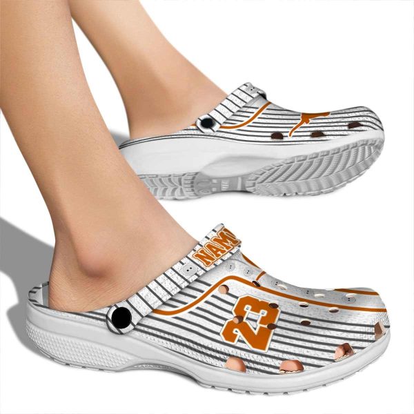 Customized Texas Longhorns Pinstripe Pattern Crocs High quality