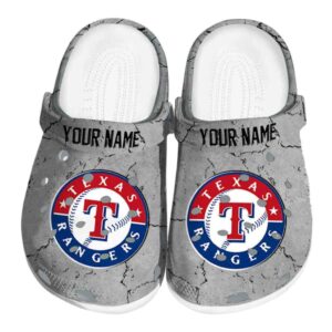 Customized Texas Rangers Cracked Texture Crocs Best selling