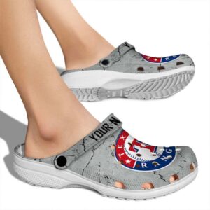 Customized Texas Rangers Cracked Texture Crocs High quality