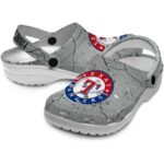 Customized Texas Rangers Cracked Texture Crocs Best selling