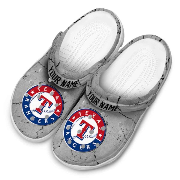 Customized Texas Rangers Cracked Texture Crocs Trendy