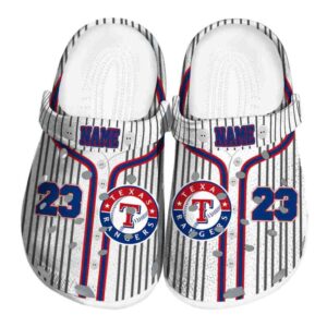 Customized Texas Rangers Pinstripe Pattern Crocs Best selling