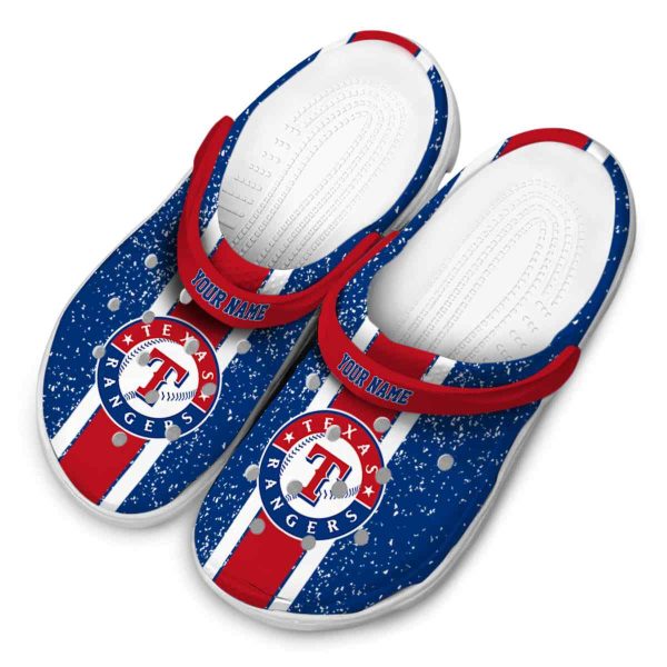 Customized Texas Rangers Vertical Stripes Crocs Trendy