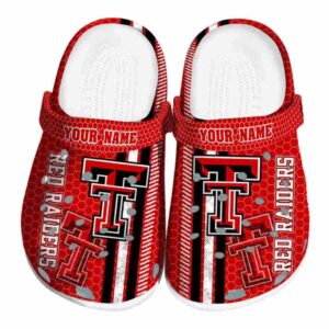 Customized Texas Tech Red Raiders Contrasting Stripes Crocs Best selling