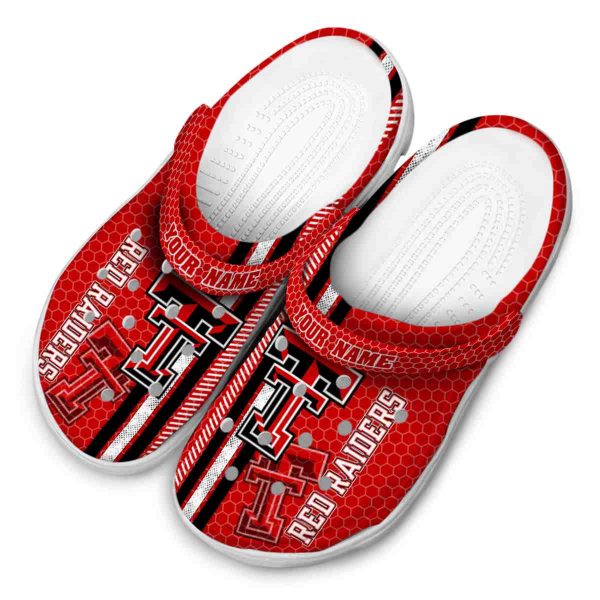 Customized Texas Tech Red Raiders Contrasting Stripes Crocs Trendy