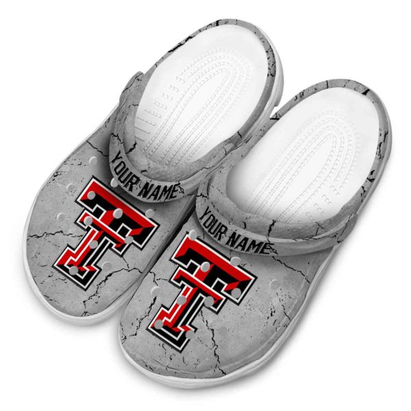 Customized Texas Tech Red Raiders Cracked Texture Crocs Trendy