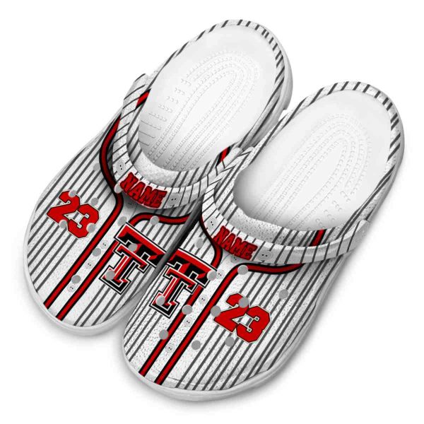 Customized Texas Tech Red Raiders Pinstripe Pattern Crocs Trendy