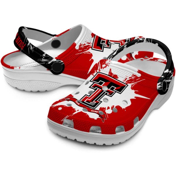 Customized Texas Tech Red Raiders Splatter Pattern Crocs Latest Model