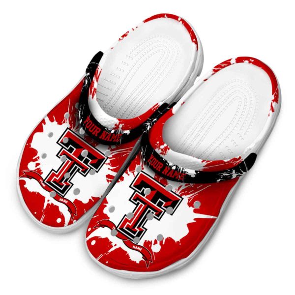 Customized Texas Tech Red Raiders Splatter Pattern Crocs Trendy