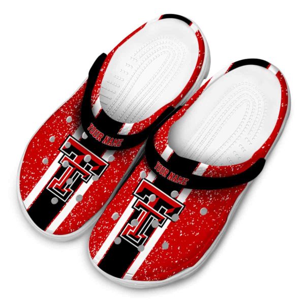 Customized Texas Tech Red Raiders Vertical Stripes Crocs Trendy