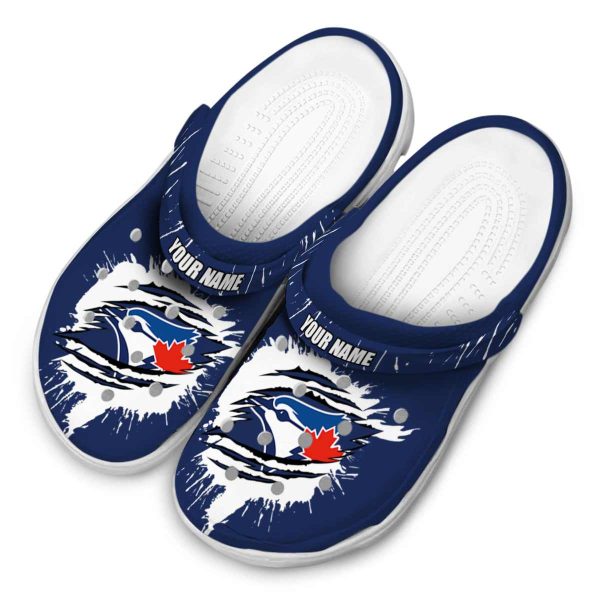 Customized Toronto Blue Jays Splash Motif Background Crocs Trendy