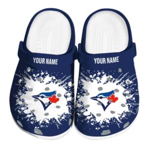 Customized Toronto Blue Jays Splatter Background Crocs Best selling
