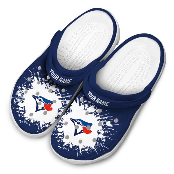 Customized Toronto Blue Jays Splatter Background Crocs Trendy