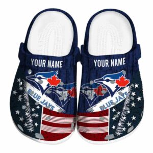 Customized Toronto Blue Jays Star Spangled Side Pattern Crocs Best selling