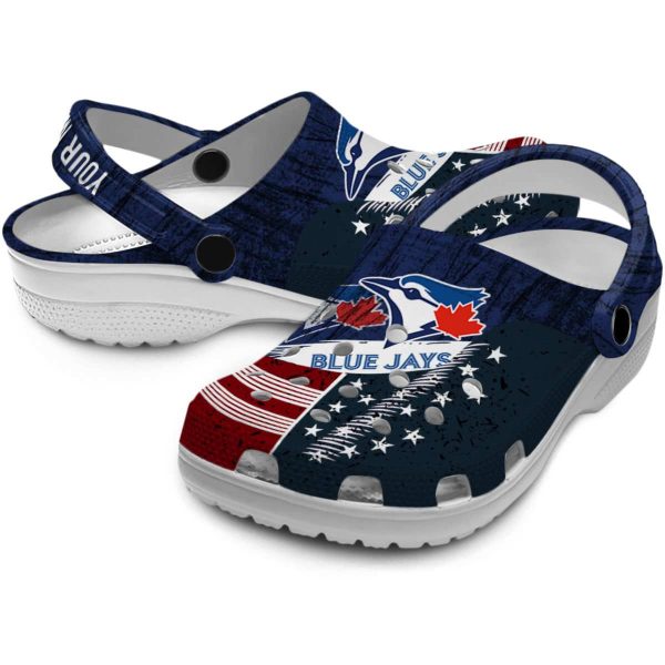 Customized Toronto Blue Jays Star Spangled Side Pattern Crocs Latest Model
