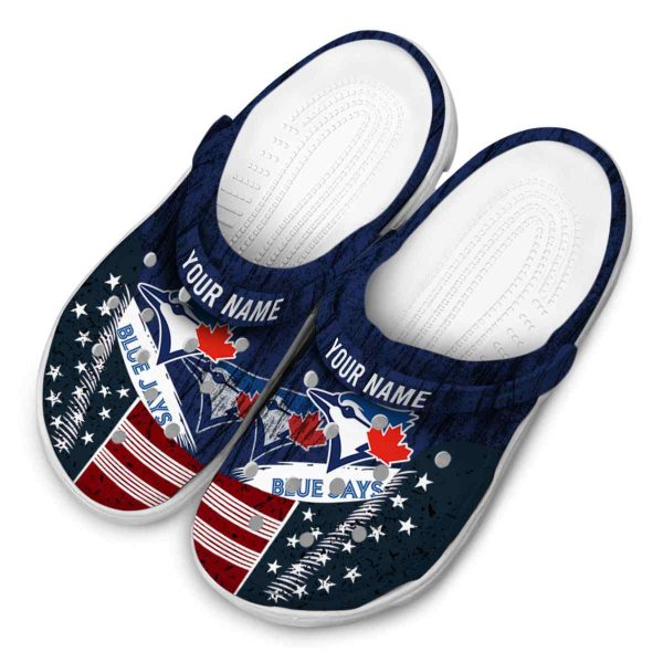 Customized Toronto Blue Jays Star Spangled Side Pattern Crocs Trendy