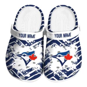 Customized Toronto Blue Jays Zigzag Paint Burst Crocs Best selling