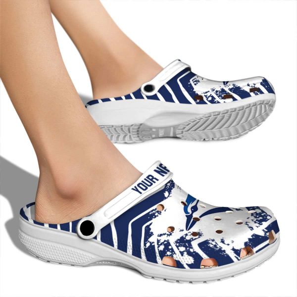 Customized Toronto Blue Jays Zigzag Paint Burst Crocs High quality