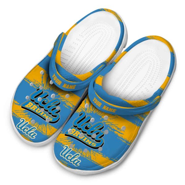 Customized UCLA Bruins Paint Splatter Graphics Crocs Trendy