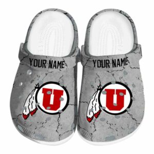 Customized Utah Utes Cracked Texture Crocs Best selling