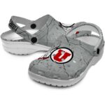 Customized Utah Utes Cracked Texture Crocs Best selling