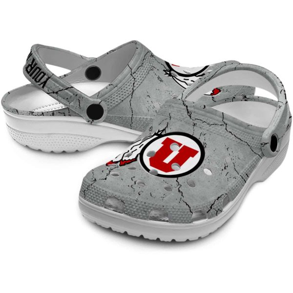 Customized Utah Utes Cracked Texture Crocs Latest Model
