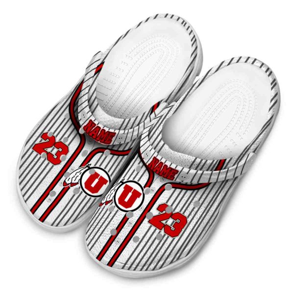 Customized Utah Utes Pinstripe Pattern Crocs Trendy
