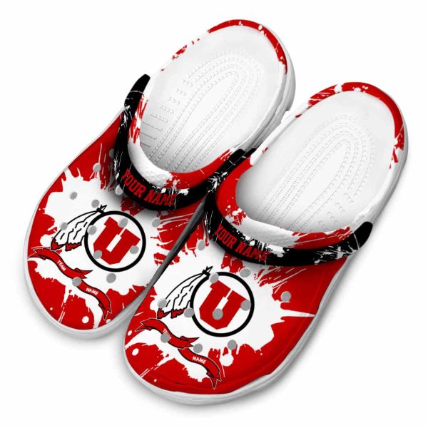Customized Utah Utes Splatter Pattern Crocs Trendy