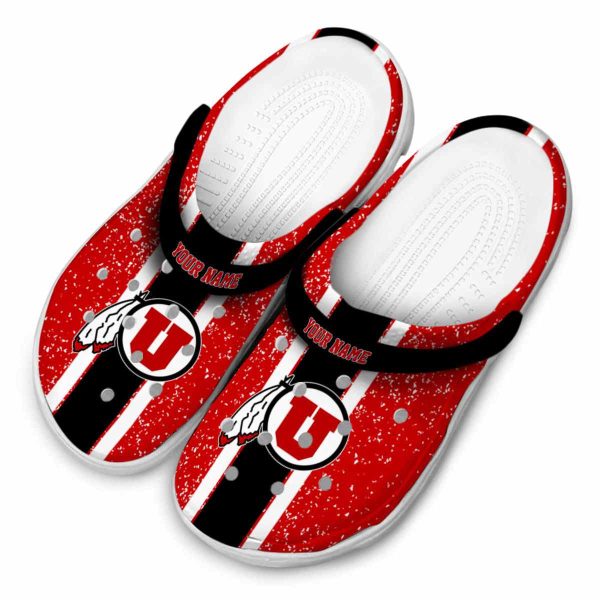 Customized Utah Utes Vertical Stripes Crocs Trendy