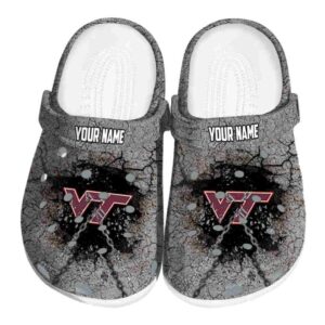 Customized Virginia Tech Hokies Cracked Ground Texture Crocs Best selling