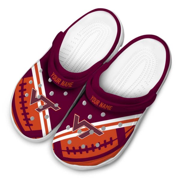 Customized Virginia Tech Hokies Football Motif Crocs Trendy