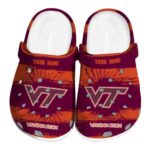 Customized Virginia Tech Hokies Paint Splatter Graphics Crocs Best selling